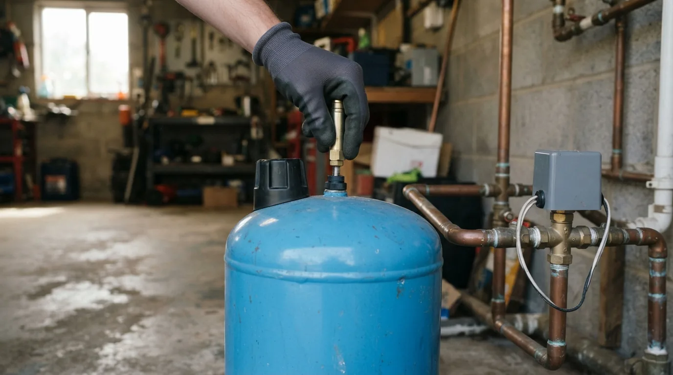 Checking the air charge on a well pressure tank