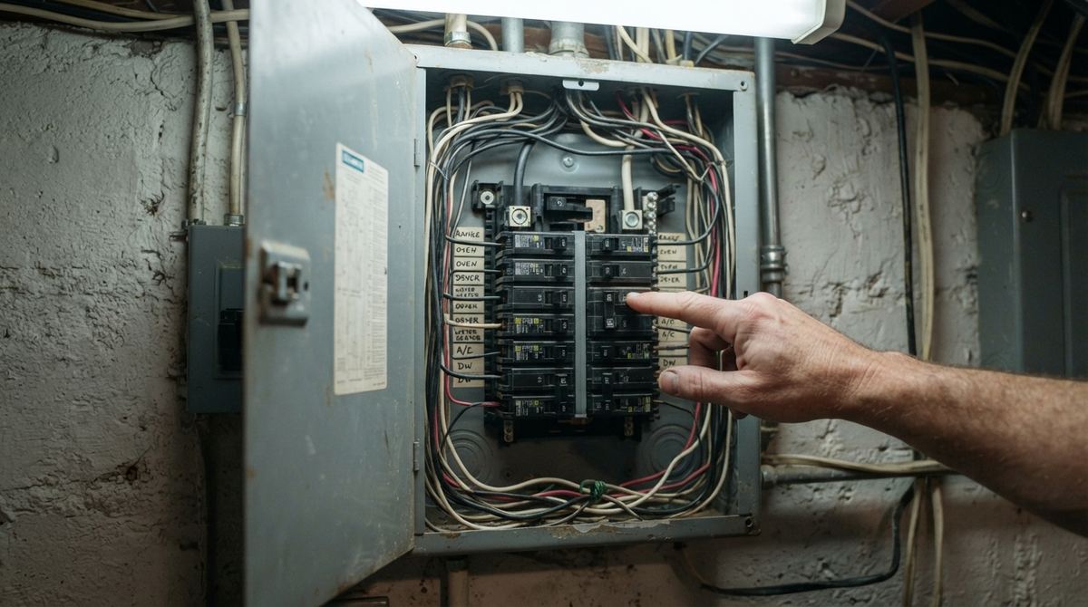 Tripped double-pole breaker for a well pump in a home electrical panel
