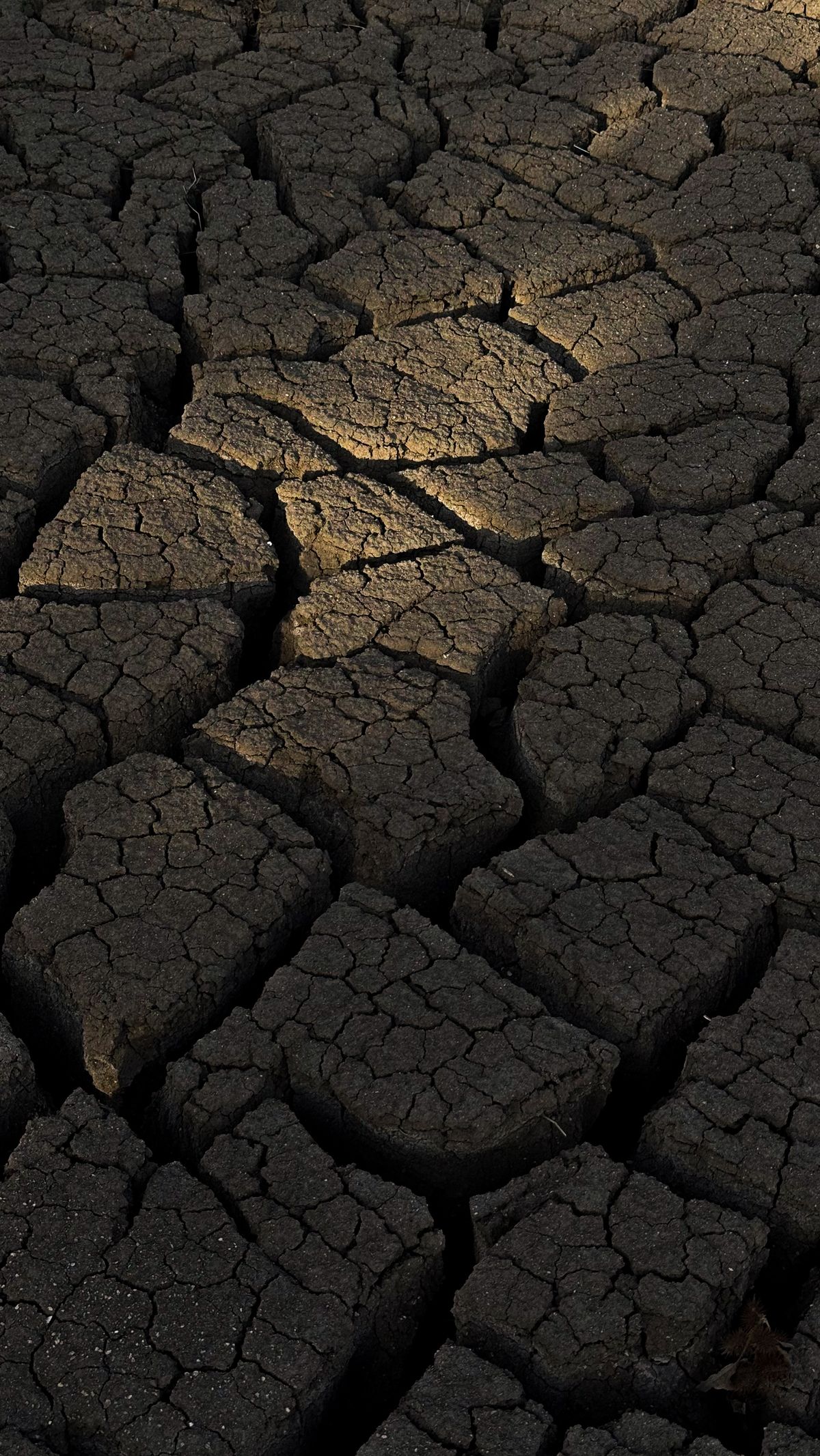 Cracked dry earth during drought, when a well can start running dry