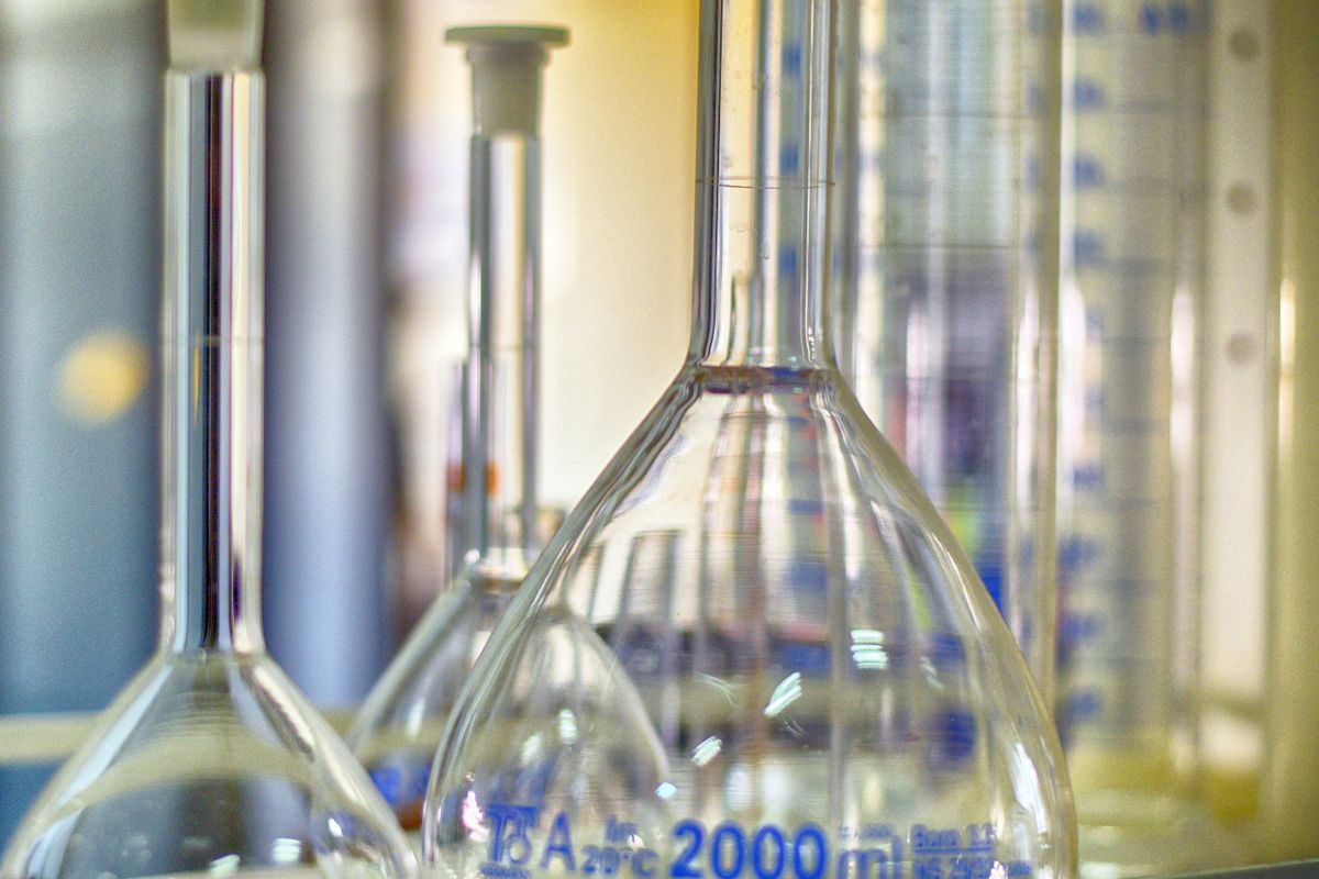 Laboratory glassware used for well water testing in South Carolina